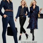 CAbi  Navy Blue In the Band Jacket #3375 Stretch Classic Blazer Military Size XS Photo 1