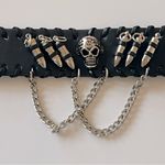 None Skull and chain faux leather bracelet, adjustable Photo 2