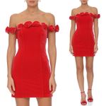 Avec Les Filles Rosette Red Off-the-Shoulder Velvet Minidress Photo 1
