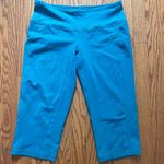 Nike  Teal Blue Dri Fit Cropped High Rise Wide Leg Workout Pants Photo 0