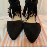 Wild Diva Lounge Fringed Black Suede Flats- Brand New Photo 1