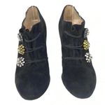 Christian Louboutin Bootini MJ 100mm Black Suede Crystal Button Booties 37 Rare Photo 14
