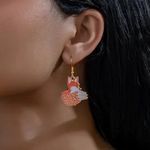 🦊 Shy Fox orange and gold enamel drop earrings very cute New gift Photo 1