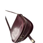 Leather Crossbody Bag Purse Vintage Style Buckle Flap Maroon Burgundy Red Photo 4