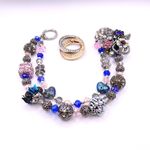 Handmade 🩷🩶💙 Luxury Bag/Phone Chain Charm/Keychain COLORFUL FLOWER BOUQUET Bling Crystals Photo 2