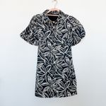 Toccin Tina Floral Print Puff Sleeve Shirt Mini‎ Dress Black White Size 8 Photo 9