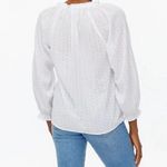 J.Crew  White Peasant Top w/ Swiss Dot and Ruffled Collar & Wrist Detailing Photo 1