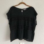 Black Lace Detail Boxy Top Beach Swim Cover Up Size M Photo 0