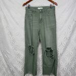 Velvet Tees Vervet Super High Rise 90s Vintage Crop Flare Jeans Green Size 27 Photo 2