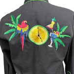 Vintage Scully Women’s Western Shirt Parrot Embroidery Black Green Medium Photo 8