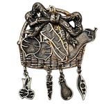 Gardeners Basket Veggies Vegetables Dangles Gift Vtg Cottagecore Grandmacore 2" Gray Photo 0