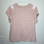 Rebecca Taylor Cold Shoulder Flutter Sleeve Linen Top Light Pink Sz Medium Photo 6