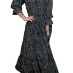 Paani Boho Metallic Abstract Print Tiered Maxi Flowy Dress Photo 1