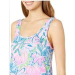Lilly Pulitzer ✨ Floral Blue Tiger Sunrise Top Ruffle Trim Pink Blue Green Sz S Photo 2