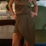 Elliatt  Camo Asymmetric Satin Cocktail Dress in Khaki Size X-Small Photo 13