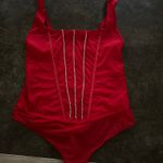 Auden Red Women's Rhinestone Lingerie Bodysuit Photo 7