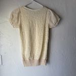 Lace Blouse‎ Vintage Small Short Puff Sleeve Floral Pearl Trim VictorianTop Photo 5