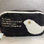 Adante iMark Black Corduroy Pouch White Bird Dead Stock RARE FIND Japan Photo 3