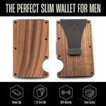 Slim Wallet For Men - Front Pocket RFID Blocking Minimalist Wallet For Men - Metal Wallet With Money Clip For Men (Walnut Wood) Photo 1