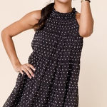 Mi Ami Alice Tiered Clip Dot Swing Mini Dress Black Size M Photo 0