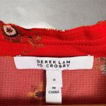 Derek Lam  10‎ CROSBY Silk Lace Trimmed Floral Blouse In Chili Red Sz 0 Photo 2