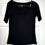 Joie  Black Fitted‎ Short Sleeve T-Shirt Women’s Medium Ribbed Minimal Capsule Photo 0