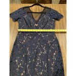 Rene Ruiz illusion Lace Mesh Evening sheath Knee short sleeve Dress Navy Blue 8 Photo 7