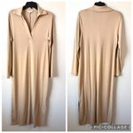 Vince  Long‎ Sleeve Polo Midi Dress Fauna Beige L Photo 2