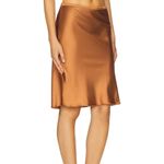 LIONESS  Shoreline Midi Skirt in Umber Xsmall New Womens Satin Photo 5