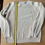 IZOD Vintage  Ribbed Knit Crew Neck Tan Beige Sweater Size S preppy crest Photo 8
