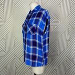 Rails  Britt Plaid Cap-Sleeve Shirt in Santorini Royal Blue Size US XS‎ Photo 6