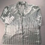 Dior Vintage Christian  Women Satin Striped Pajama Top Mint Green Button Up Large Photo 0