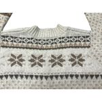 Francescas Symone Fair Isle Cropped Neutral Cardigan Sweater Size Medium Nordic Tan Photo 3