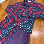 Skies Are Blue Urban Outfitters  Red Navy Plaid Mixed Print Shirt Dress Small GUC Photo 9