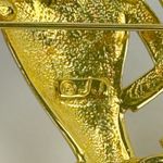 Vintage Signed JJ Gold Tone Art Deco Couple Man and Woman Hat Fashion Brooch Pin Photo 4