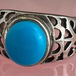 Sterling silver ring with blue stone size 5.5 Photo 0