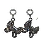 Boutique New NWT Silver-Tone Clear Rhinestone Dangle Butterfly Earrings Photo 0