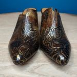 Patricia Nash  Ruffina Leather Embossed Block Heel Mules Chocolate Brown Size 7.5 Photo 4