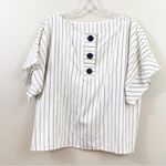 ZARA  Basic Striped Cream/Black Hi-Lo Cropped Short Sleeve Top Photo 4