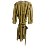 Everlane  The Japanese GoWeave Wrap Midi Dress in Olive Green sz. 14 Photo 3