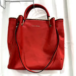 ALEXIS BENDEL RED VEGAN LEATHER GOLD BEAD SATCHEL HANDBAG PURSE Photo 11