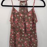 Banana Republic Brown Coral Pink Off White Warm Neutral Floral Print Tank Top S Photo 0