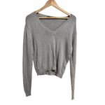 Brandy Melville  Gray V Neck Long Sleeve Cotton Sweater one size Photo 1