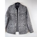 BLANKNYC Womens Jacket Gray Button Up Quilted Shacket Acid Wash Outdoor Small Black Photo 4