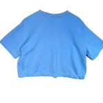 Nike Blue Crop Sweatshirt Drawstring Hem Swoosh Pullover Top Large Photo 1
