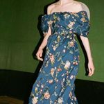 Sea New York NEW NWT  Julian Floral Embroidered Off The Shoulder Midi Dress Navy Photo 3