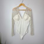 Heyson NEW w/ Tags Cream Ribbed Knit and Lace Deep V Photo 1