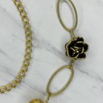 Black Rhinestone Flower Gold Tone Chain Link Belt One Size (OS) ✨ Photo 3