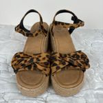 Beast Fashion  Suede Leopard Bow Open Toe Espadrille Platform Wedge Sandal Size 7 Photo 2