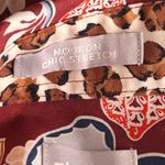 Chico's  Womens Button Up Blouse Size 8 Or 1 Maroon Floral Jaguar Print Boho Artsy Photo 9